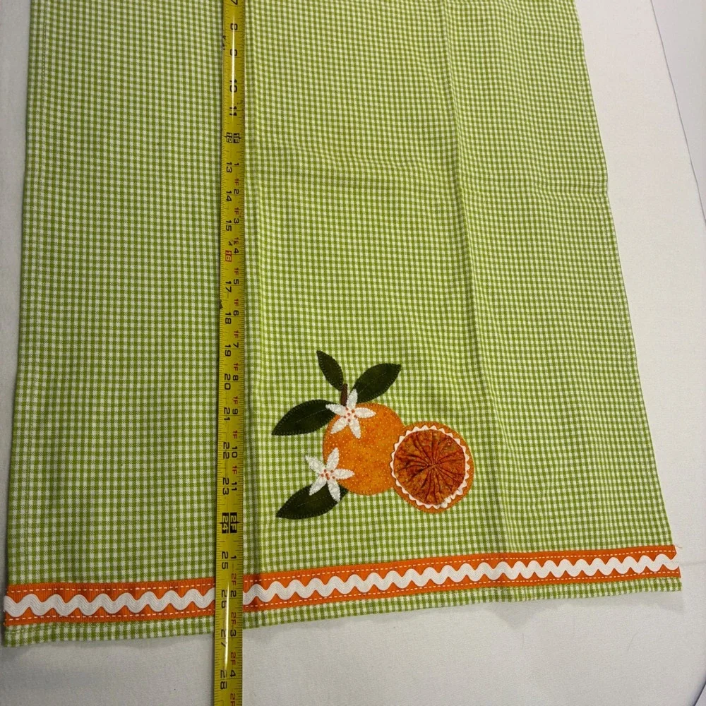 Citrus Appliqué Tea Towel Dunroven‎ Green Gingham Farmhouse Cottagecore Kitchen